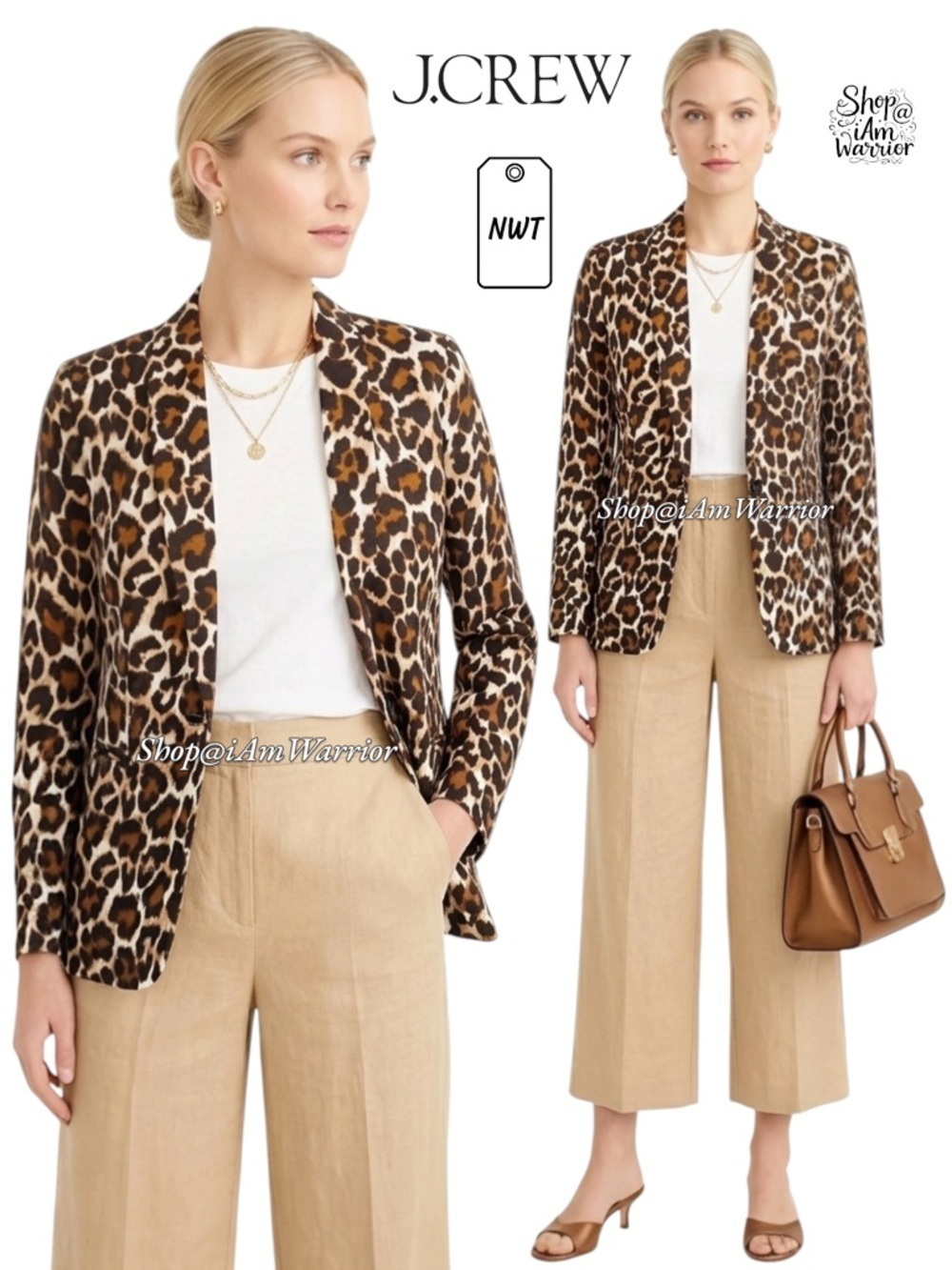 J.Crew Parke leopard print linen blend one button blazer *shop@iamwarrior